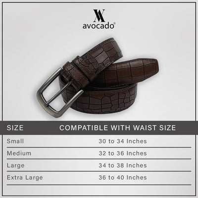 Brown Crocodile Texture Leather Belt