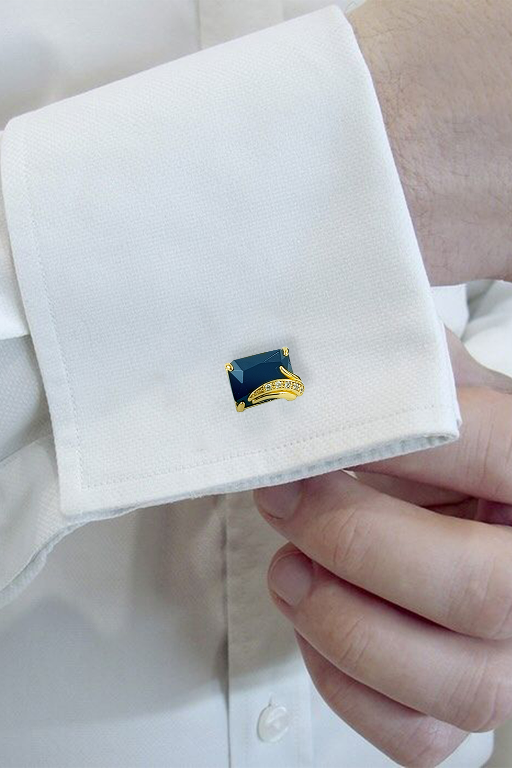 Sophisticated Gold & Onyx-Style Rectangular Swirl Cufflinks (Cufflink 470)