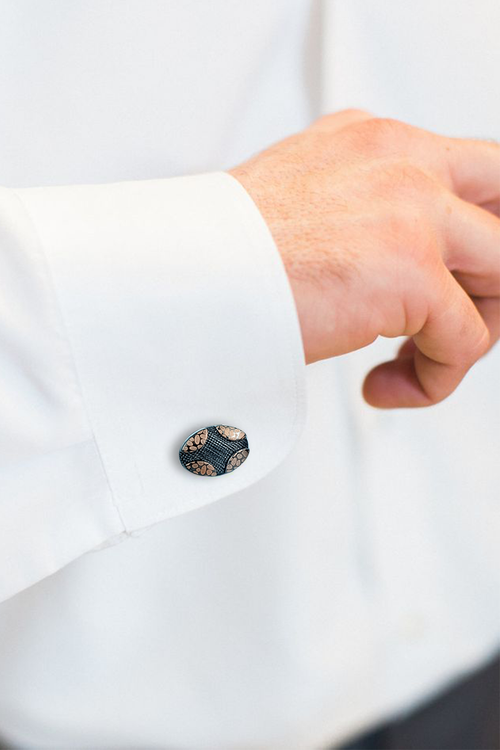 Contemporary Gunmetal & Bronze Textured Oval Cufflinks (Cufflink 463)