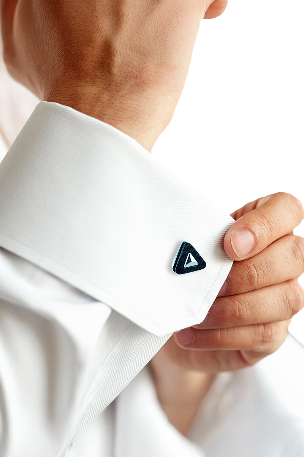 Contemporary Silver & Black Triangular Shield Cufflinks (Cufflink 455)