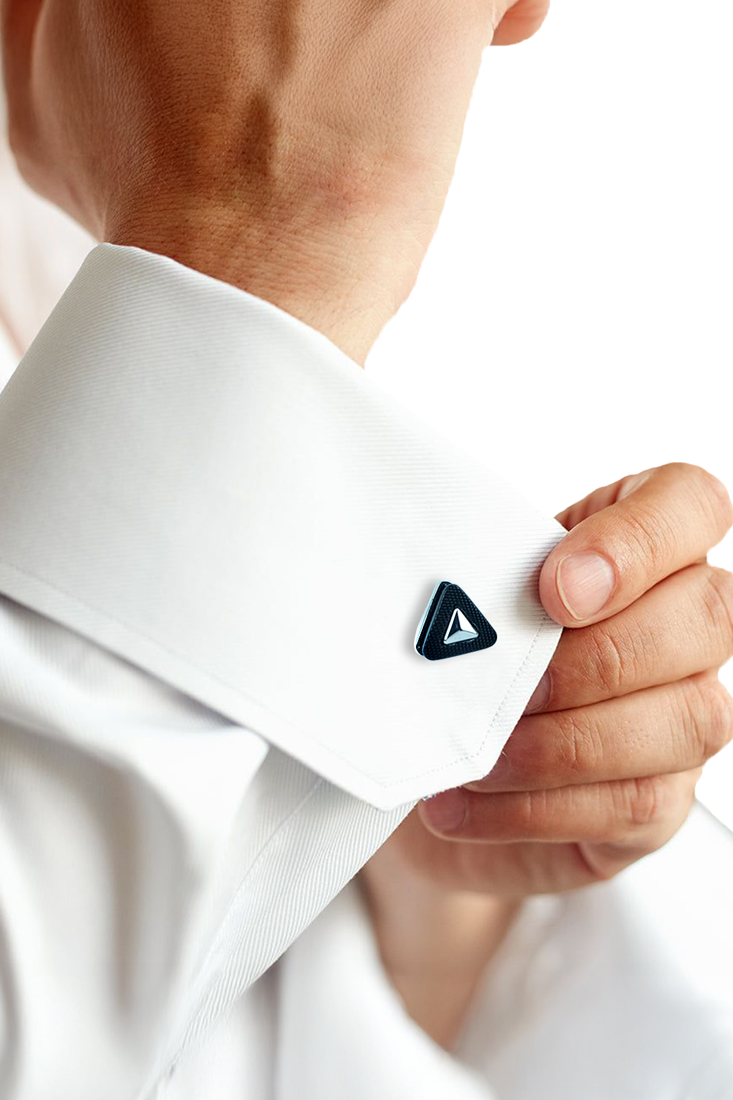 Contemporary Silver & Black Triangular Shield Cufflinks (Cufflink 455)