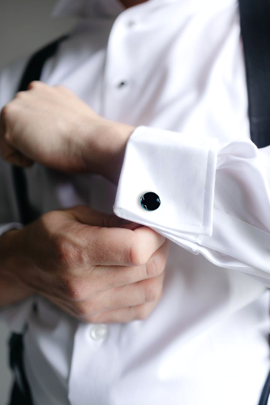 Gunmetal Classic Polished Onyx-Style Cufflinks (Cufflink 446)