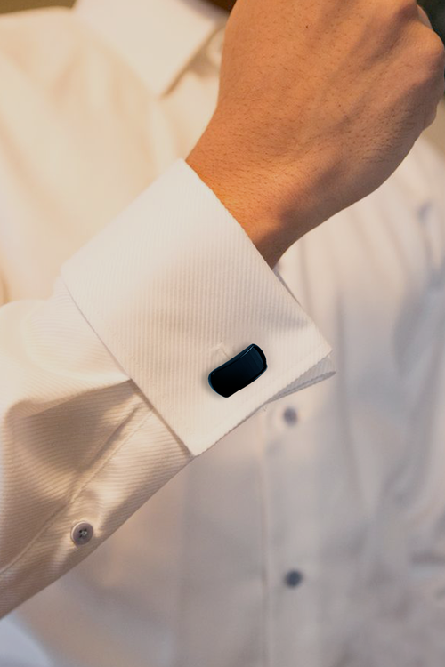 Black Polished Rectangular Enamel Cufflinks (Cufflink 447)