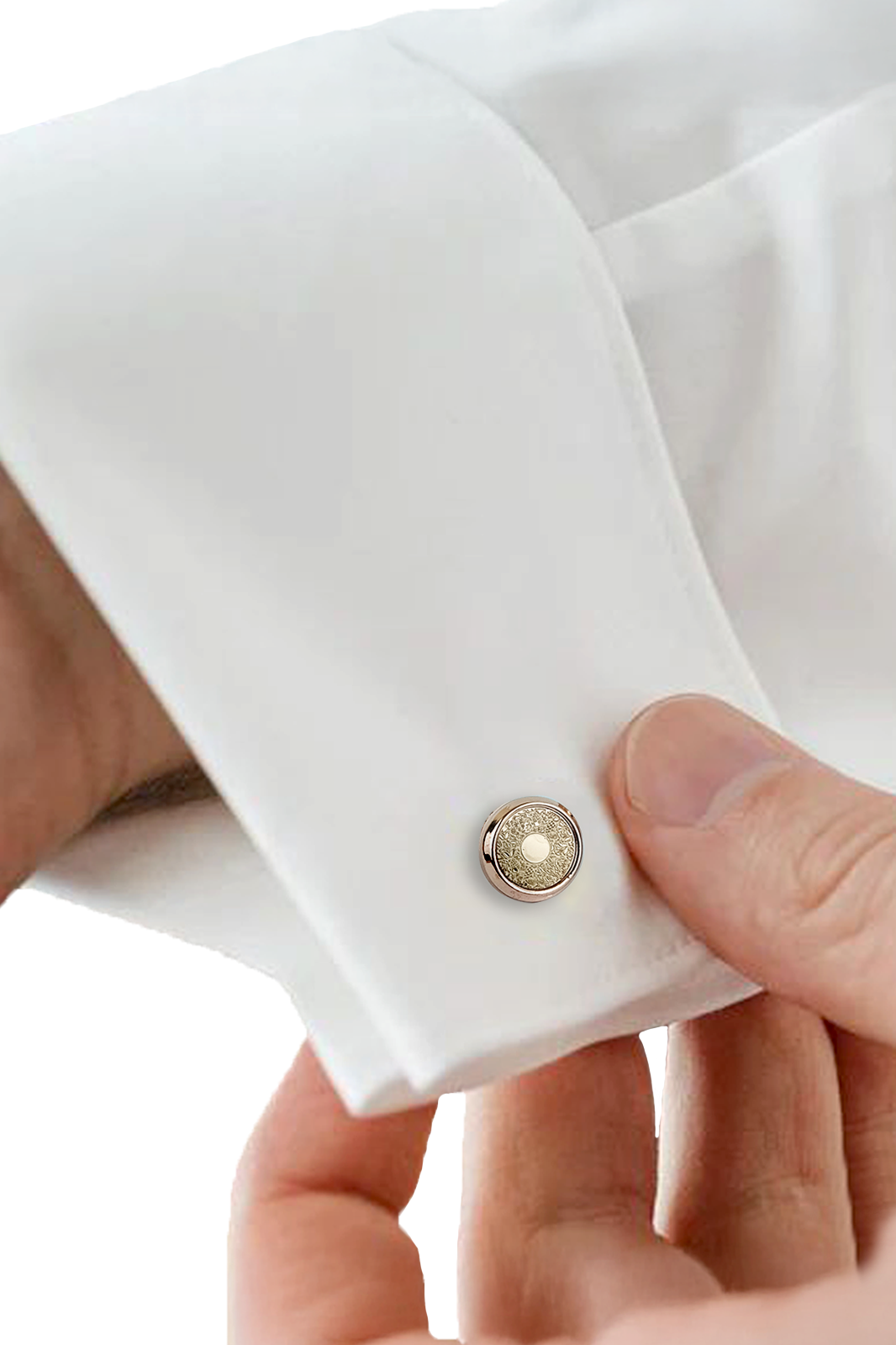 Elegant Round Rose Gold Textured Cufflinks (Cufflink 427)