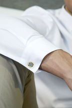 Gold-Tone Scalloped Zircon Inlay Cufflinks (Cufflink 429)