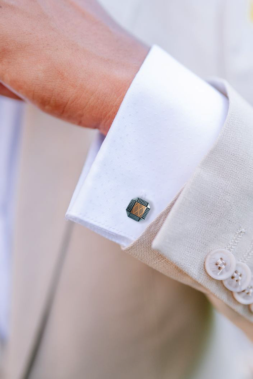 Contemporary Gunmetal & Bronze Geometric Octagonal Cufflinks (Cufflink 457)
