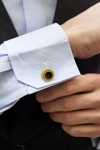 Gold-Tone Sunburst Onyx-Style Cufflinks (Cufflink 442)