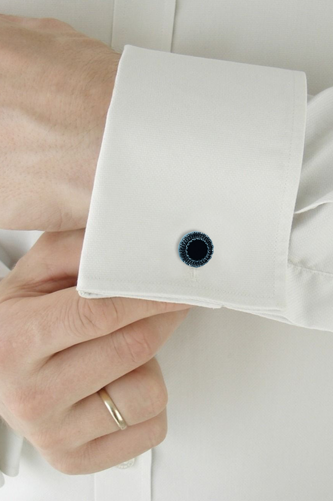 Gunmetal Sunburst Onyx-Style Cufflinks (Cufflink 448)