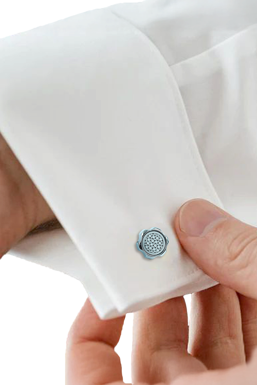 Artisan Silver Floral Geometric Cufflinks (Cufflink 451)
