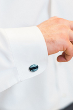 Sleek Black & Silver Textured Oval Cufflinks (Cufflink 464)