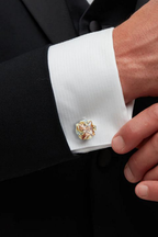 Sophisticated Gold & Champagne Crystal Square Cufflinks (Cufflink 474)