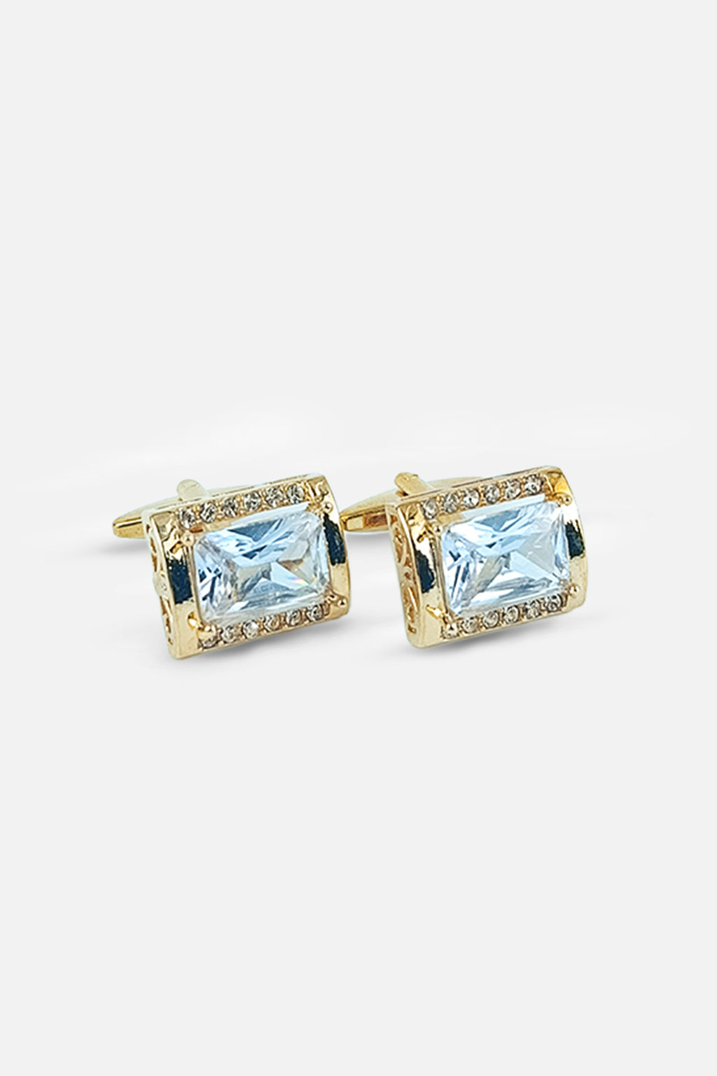 Art Deco-Inspired Gold Rectangular Halo Cufflinks (Cufflink 469)