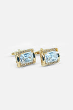 Art Deco-Inspired Gold Rectangular Halo Cufflinks (Cufflink 469)
