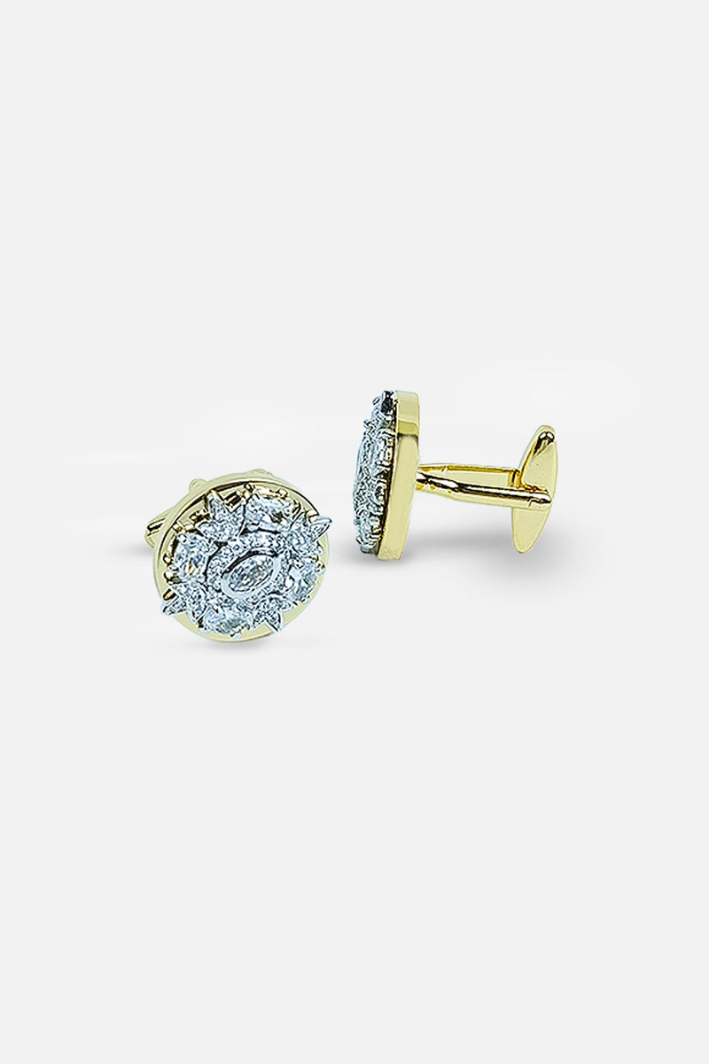 Gold & Crystal Floral Starburst Cufflinks (Cufflink 481)