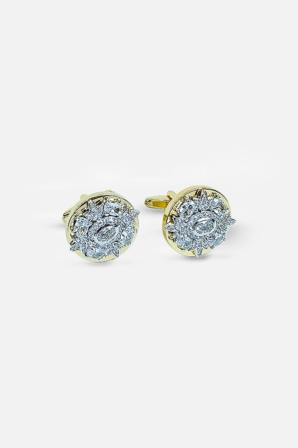 Gold & Crystal Floral Starburst Cufflinks (Cufflink 481)