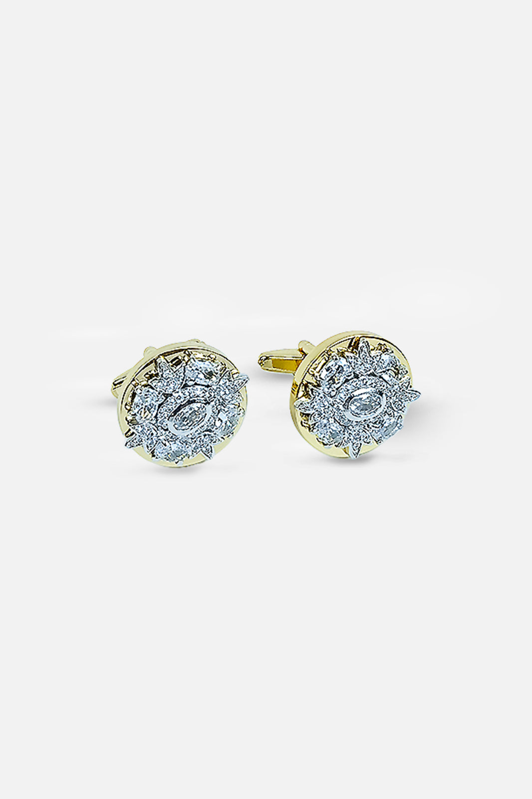 Gold & Crystal Floral Starburst Cufflinks (Cufflink 481)
