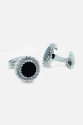 Silver-Tone Sunburst Onyx-Style Cufflinks (Cufflink 434)