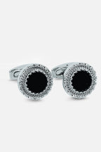 Silver-Tone Sunburst Onyx-Style Cufflinks (Cufflink 434)