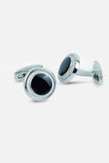 Silver-Tone Beaded Onyx-Style Cufflinks (Cufflink 439)