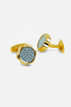 Gold-Tone Scalloped Mosaic Inlay Cufflinks (Cufflink 440)