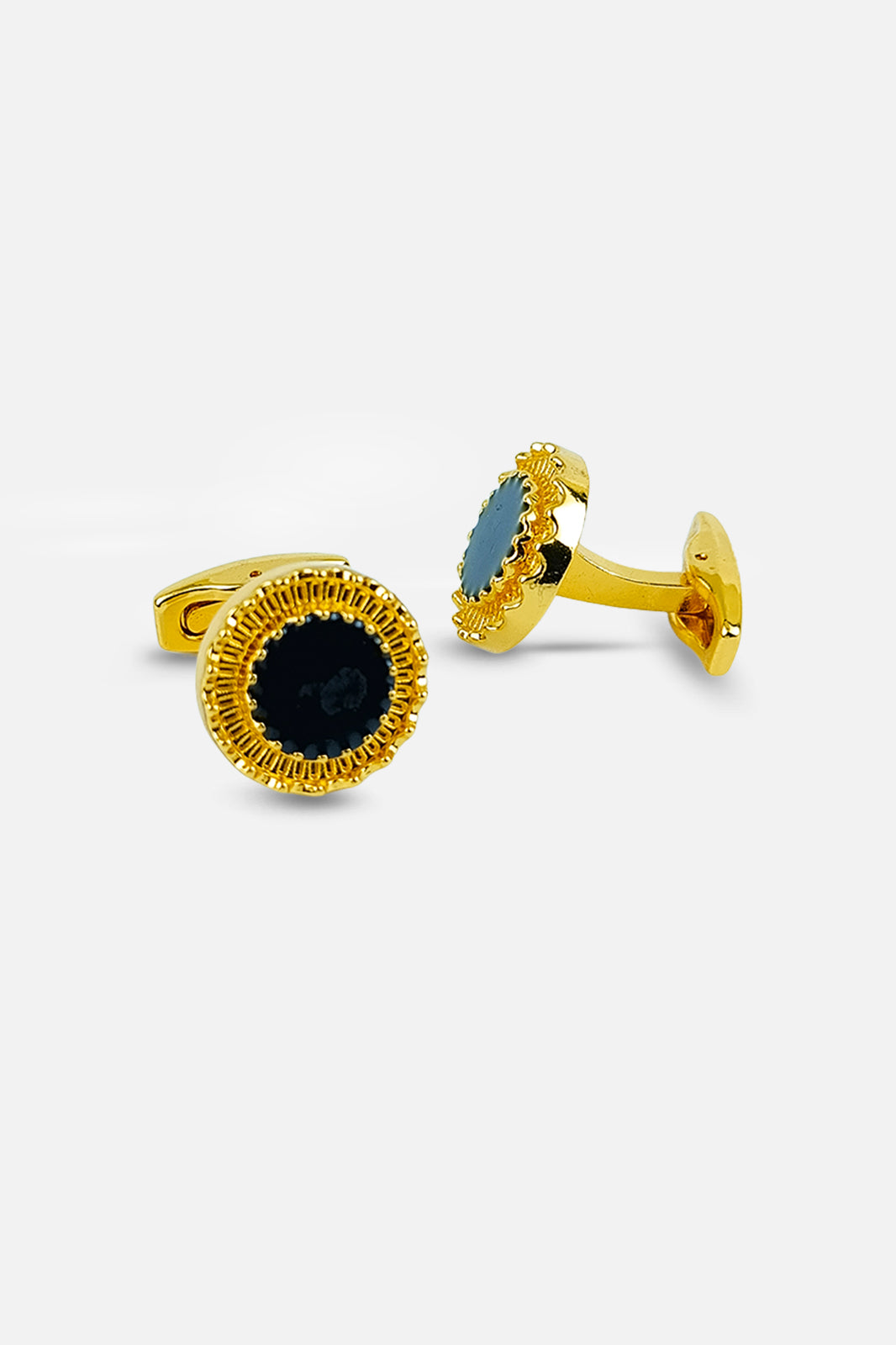 Gold-Tone Sunburst Onyx-Style Cufflinks (Cufflink 442)