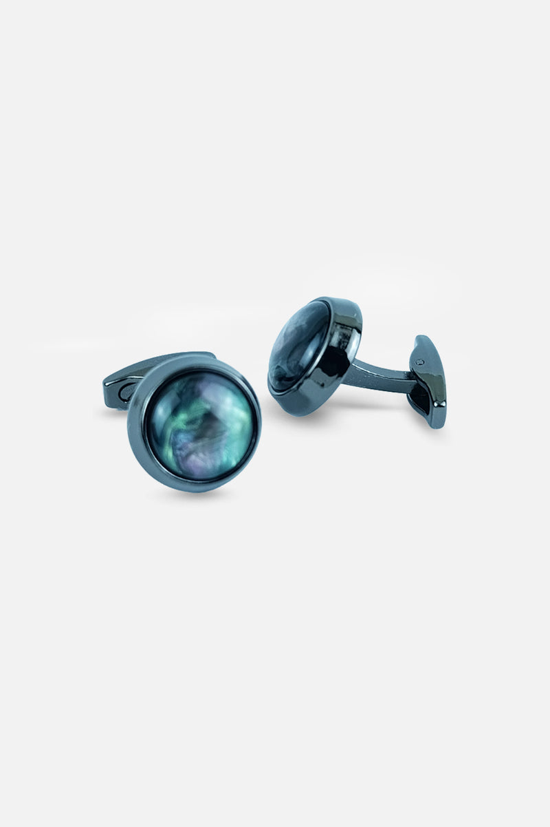 Gunmetal Iridescent Abalone-Style Cufflinks (Cufflink 443)