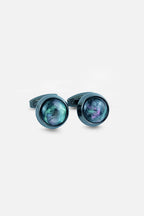 Gunmetal Iridescent Abalone-Style Cufflinks (Cufflink 443)