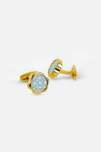 Gold-Tone Scalloped Zircon Inlay Cufflinks (Cufflink 429)
