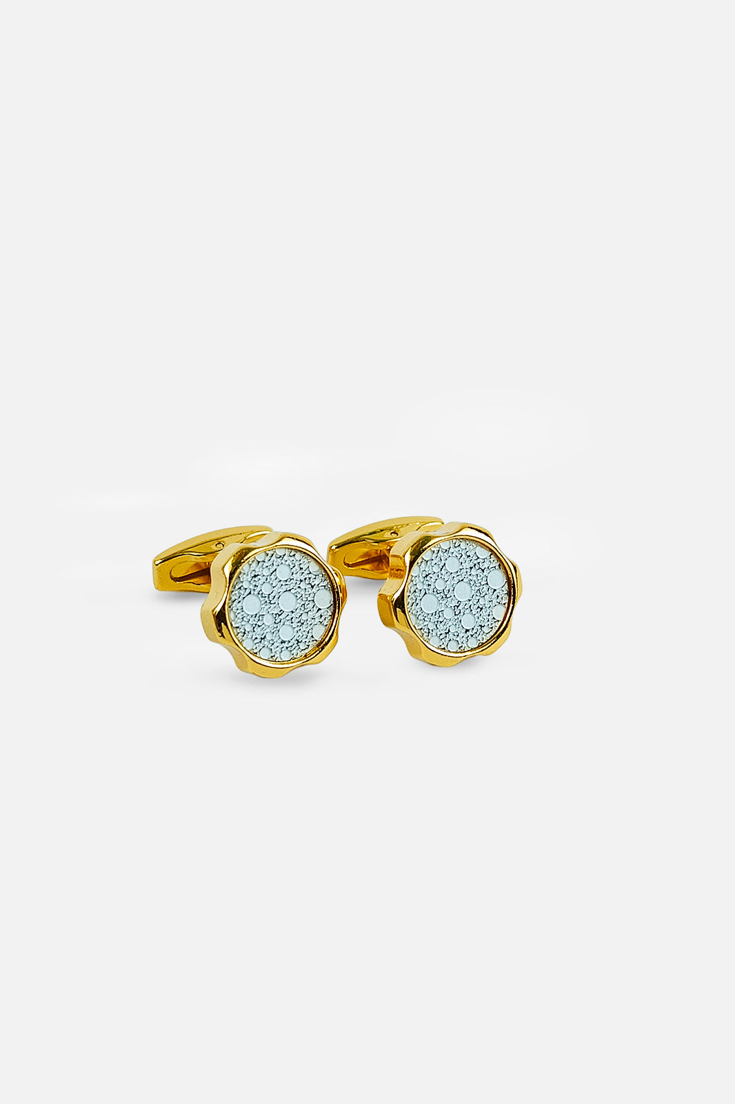 Gold-Tone Scalloped Zircon Inlay Cufflinks (Cufflink 429)