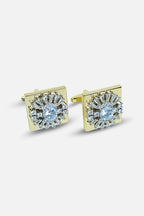 Sophisticated Square Gold Crystal Sunburst Cufflinks (Cufflink 477)