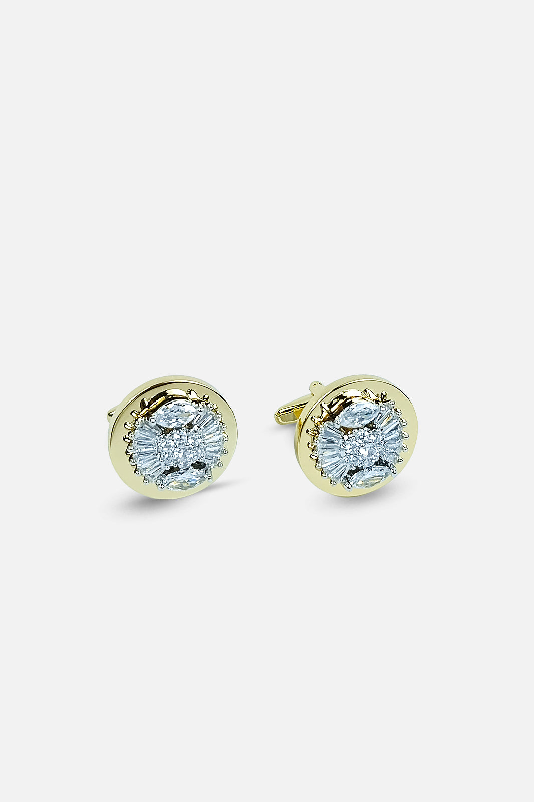 Luxurious Gold & Crystal Sunburst Cufflinks (Cufflink 480)