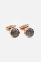 Rose Gold-Tone Diamond-Hatched Inlay Cufflinks (Cufflink 441)