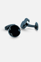 Gunmetal Classic Polished Onyx-Style Cufflinks (Cufflink 446)