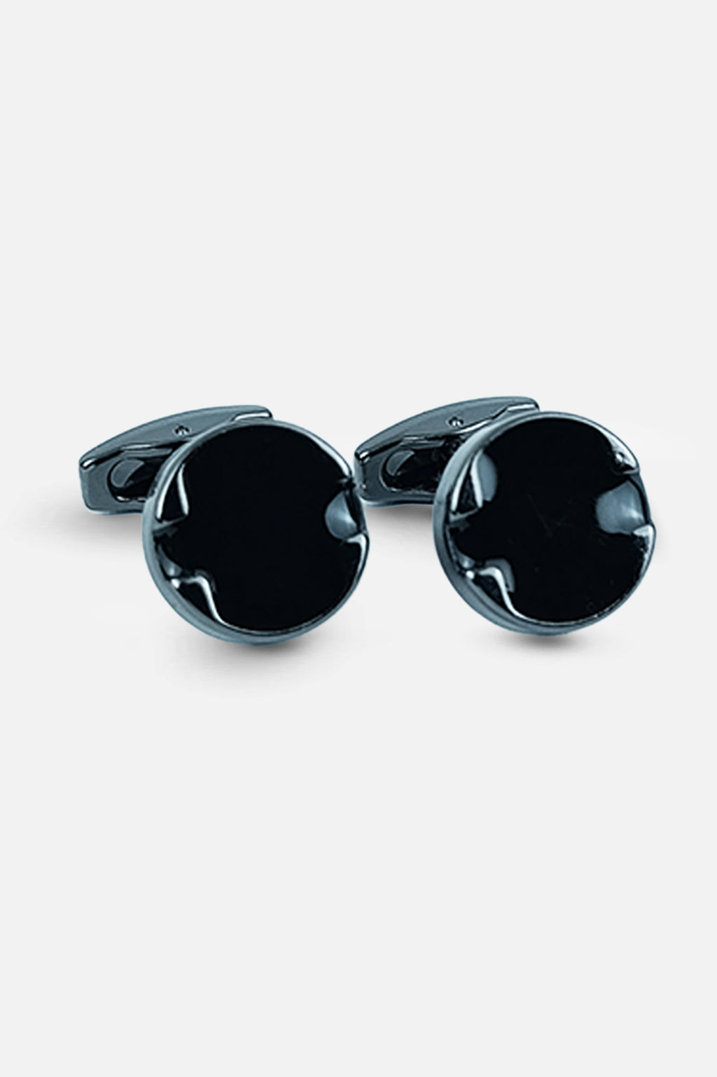 Gunmetal Classic Polished Onyx-Style Cufflinks (Cufflink 446)