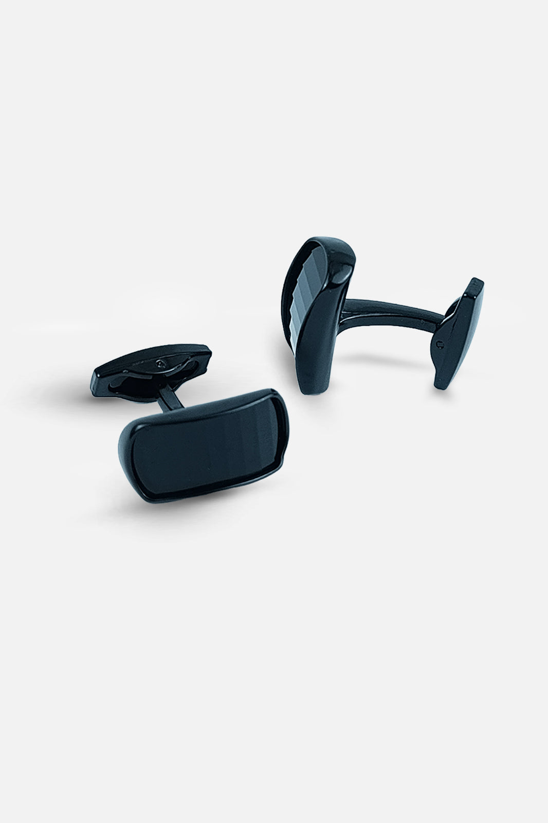 Black Polished Rectangular Enamel Cufflinks (Cufflink 447)