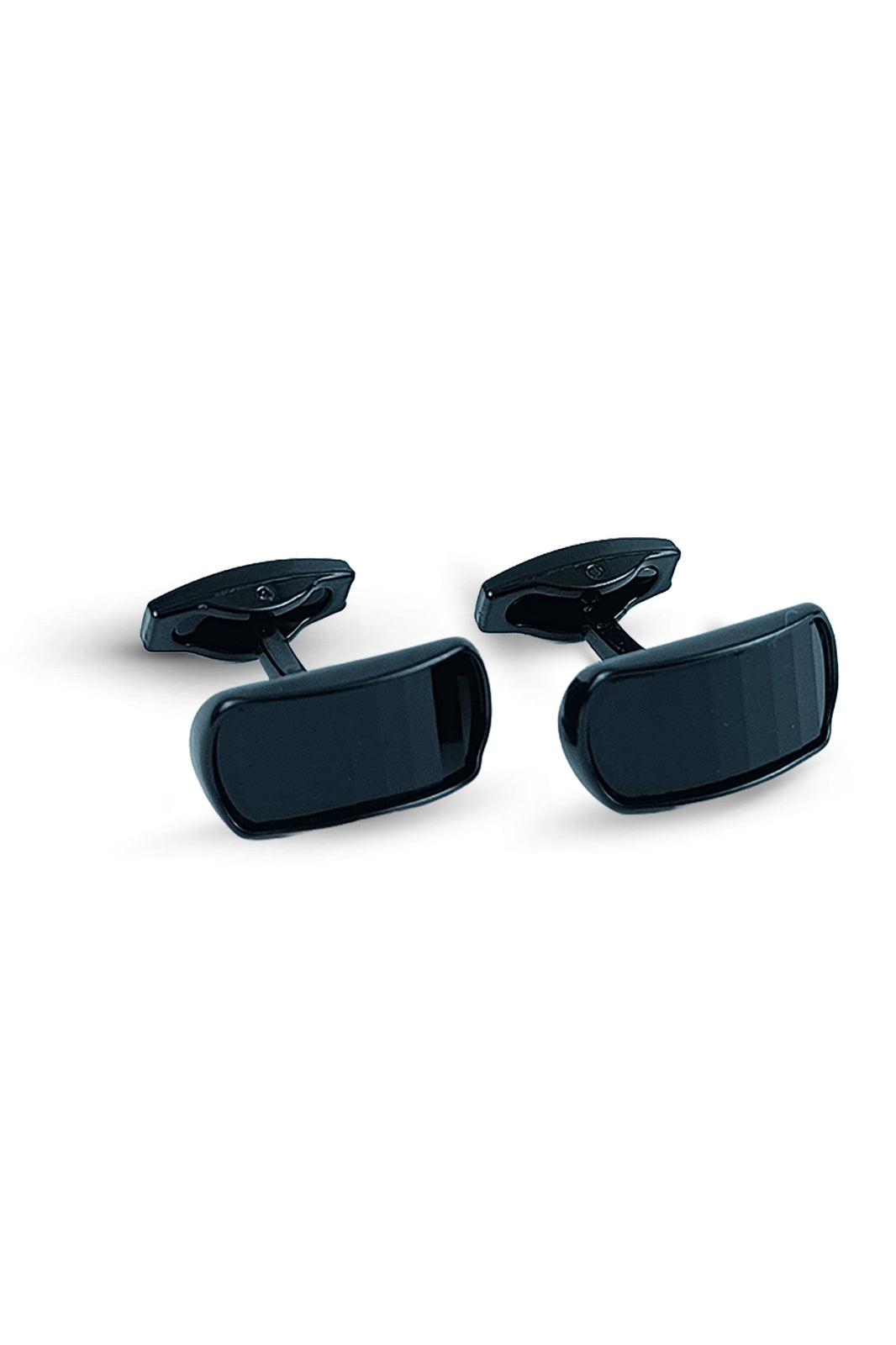Black Polished Rectangular Enamel Cufflinks (Cufflink 447)