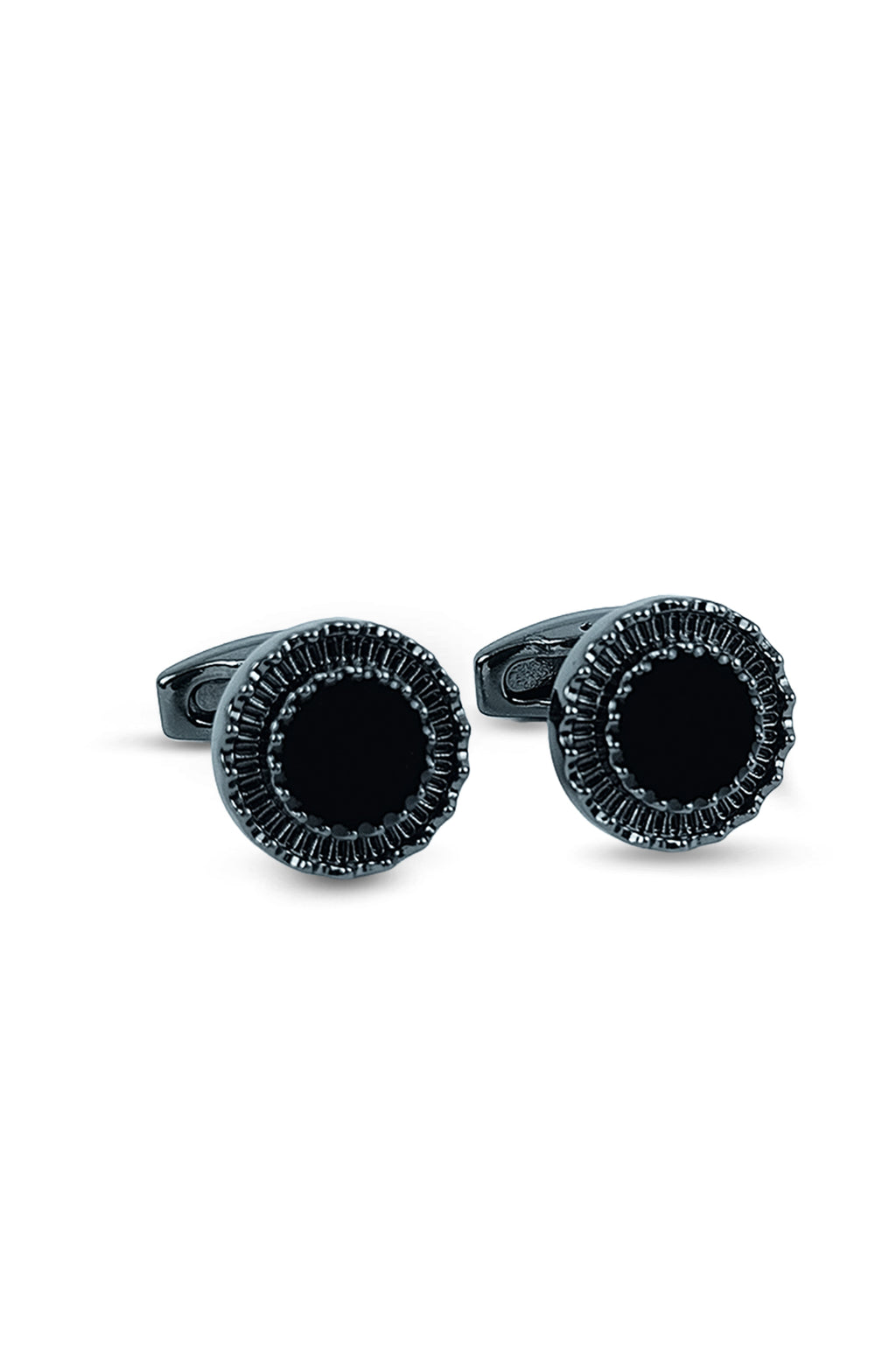 Gunmetal Sunburst Onyx-Style Cufflinks (Cufflink 448)