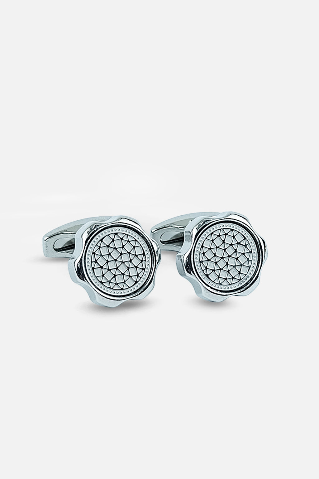 Artisan Silver Floral Geometric Cufflinks (Cufflink 451)