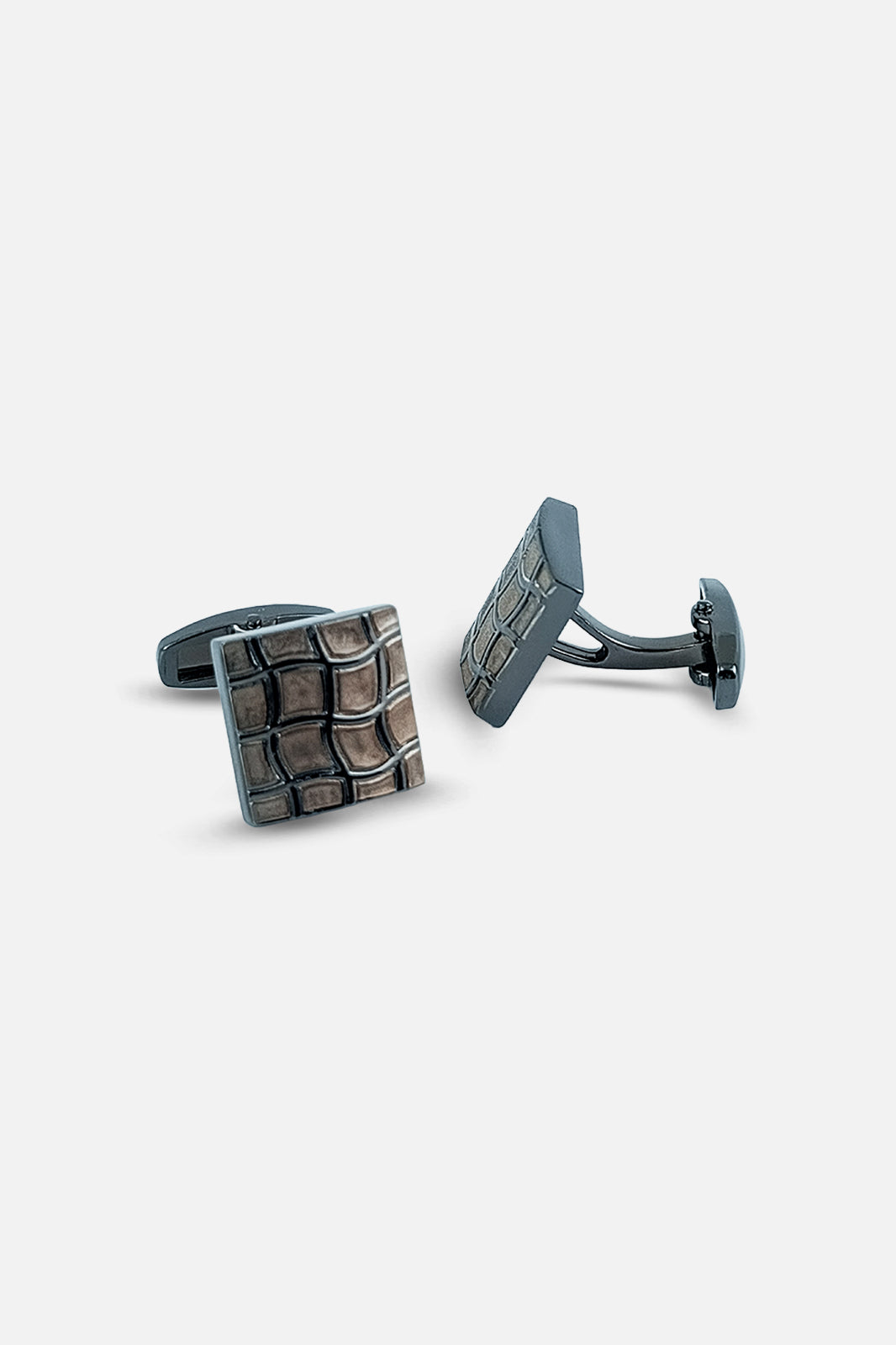 Contemporary Bronze & Gunmetal Rippled Square Cufflinks (Cufflink 456)