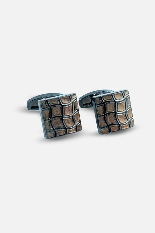 Contemporary Bronze & Gunmetal Rippled Square Cufflinks (Cufflink 456)