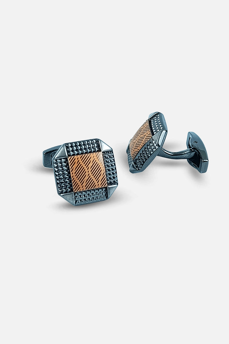 Contemporary Gunmetal & Bronze Geometric Octagonal Cufflinks (Cufflink 457)