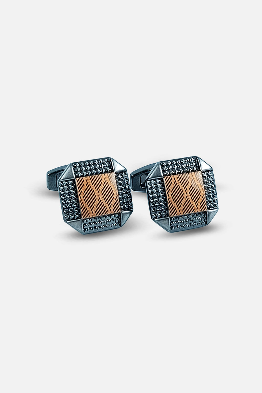Contemporary Gunmetal & Bronze Geometric Octagonal Cufflinks (Cufflink 457)