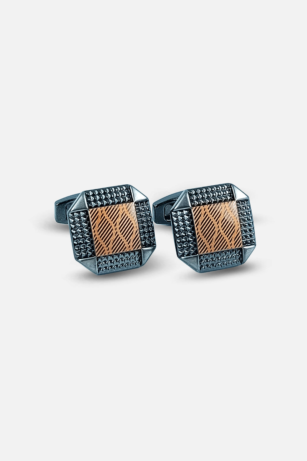 Contemporary Gunmetal & Bronze Geometric Octagonal Cufflinks (Cufflink 457)
