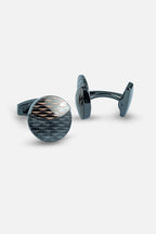 Contemporary Gunmetal & Copper Rippled Circular Cufflinks (Cufflink 459)