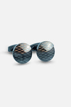 Contemporary Gunmetal & Copper Rippled Circular Cufflinks (Cufflink 459)