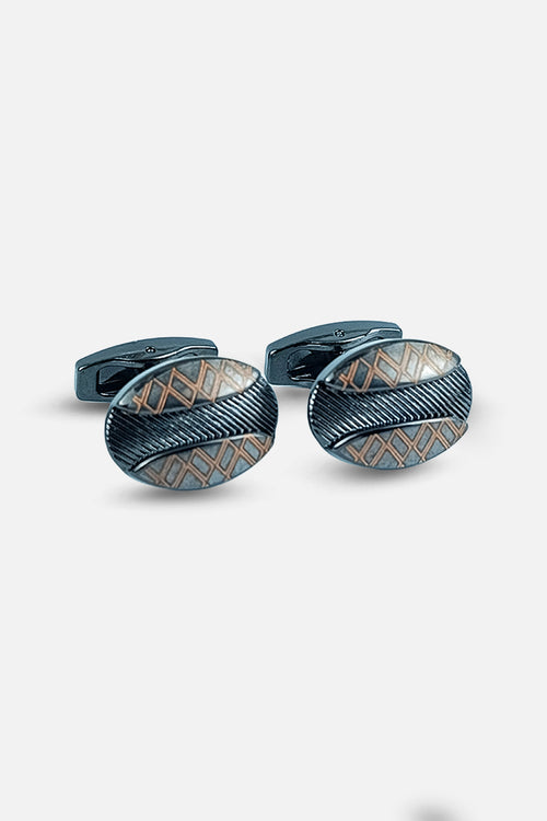 Contemporary Gunmetal & Bronze Textured Oval Cufflinks (Cufflink 460)