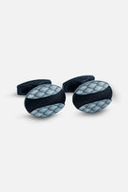 Sleek Black & Silver Textured Oval Cufflinks (Cufflink 464)