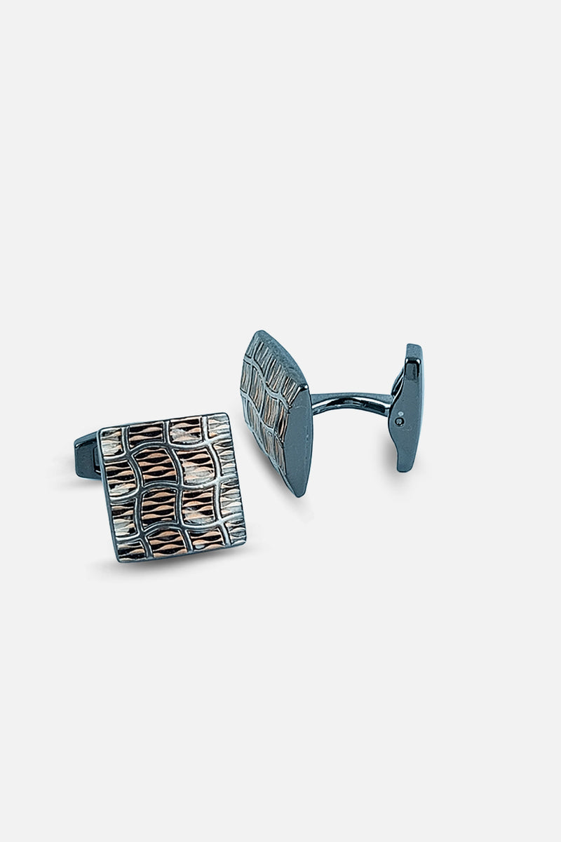 Contemporary Gunmetal & Copper Textured Square Cufflinks (Cufflink 468)