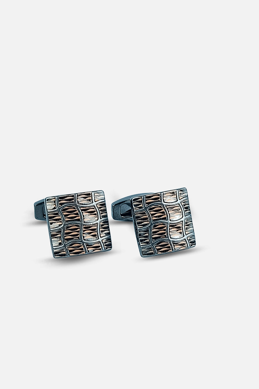 Contemporary Gunmetal & Copper Textured Square Cufflinks (Cufflink 468)