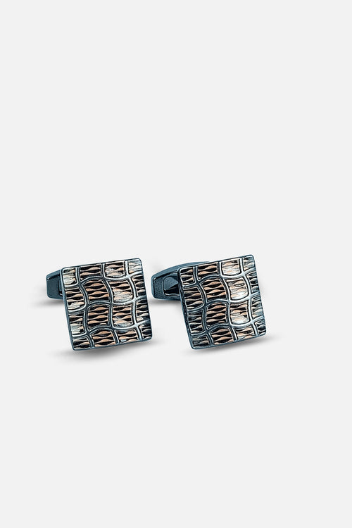 Contemporary Gunmetal & Copper Textured Square Cufflinks (Cufflink 468)